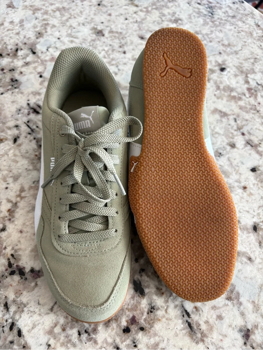 Puma Olive Green Sneakers with White Formstrip